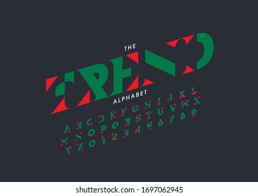 Vector of stylized modern font and alphabet