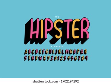 Vector of stylized modern font and alphabet