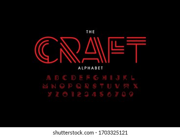 Vector of stylized modern font and alphabet