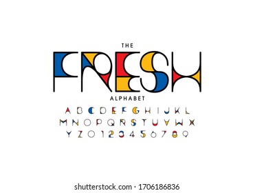 Vector of stylized modern font and alphabet