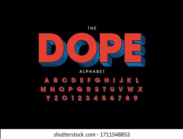 Vector of stylized modern font and alphabet