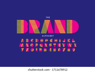 Vector of stylized modern font and alphabet