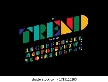 Vector of stylized modern font and alphabet