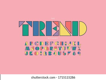 Vector of stylized modern font and alphabet