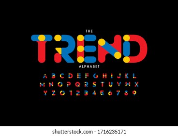 Vector of stylized modern font and alphabet