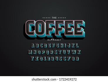 Vector of stylized modern font and alphabet