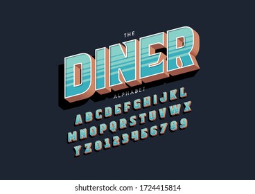 Vector of stylized modern font and alphabet