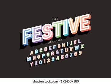 Vector of stylized modern font and alphabet