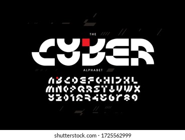 Vector of stylized modern font and alphabet