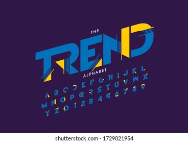 Vector of stylized modern font and alphabet