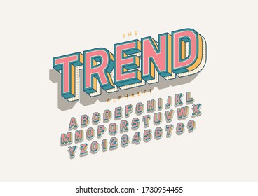 Vector of stylized modern font and alphabet
