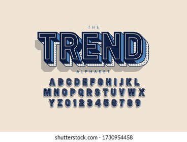 Vector of stylized modern font and alphabet