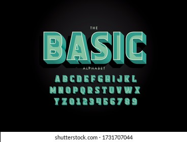 Vector of stylized modern font and alphabet