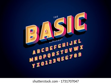 Vector of stylized modern font and alphabet
