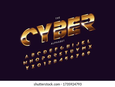 Vector of stylized modern font and alphabet