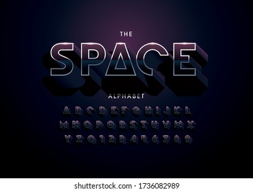 Vector of stylized modern font and alphabet