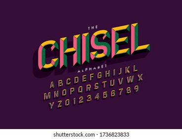 Vector of stylized modern font and alphabet