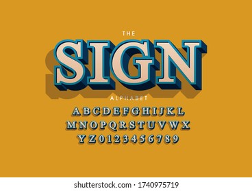 Vector of stylized modern font and alphabet