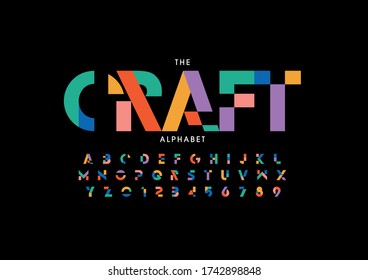 Vector of stylized modern font and alphabet