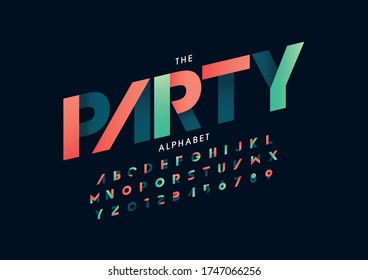 Vector of stylized modern font and alphabet