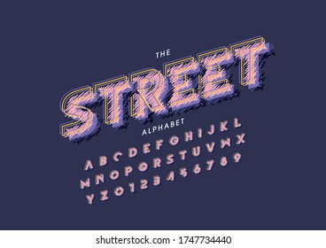 Vector of stylized modern font and alphabet