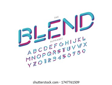 Vector of stylized modern font and alphabet