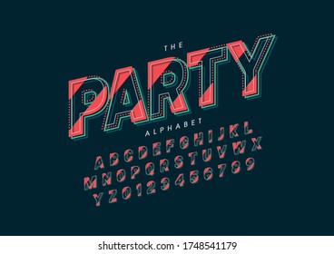 Vector of stylized modern font and alphabet