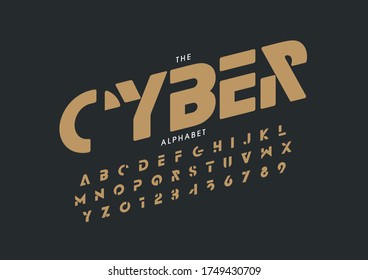 Vector of stylized modern font and alphabet