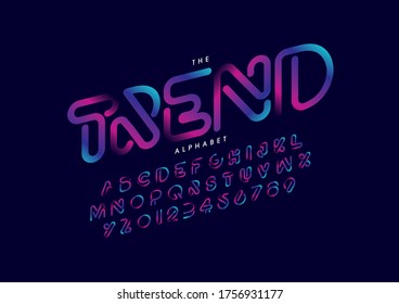 Vector of stylized modern font and alphabet