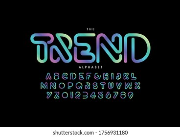 Vector of stylized modern font and alphabet