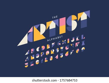 Vector of stylized modern font and alphabet