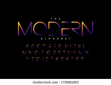 Vector of stylized modern font and alphabet