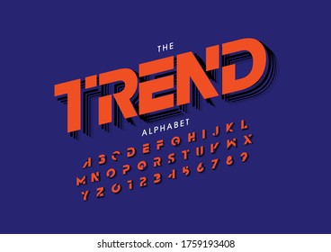 Vector of stylized modern font and alphabet