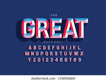 Vector of stylized modern font and alphabet