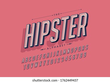 Vector of stylized modern font and alphabet