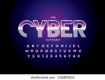 Vector of stylized modern font and alphabet