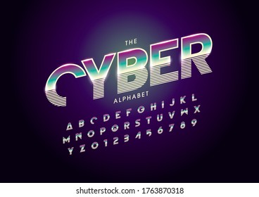 Vector of stylized modern font and alphabet