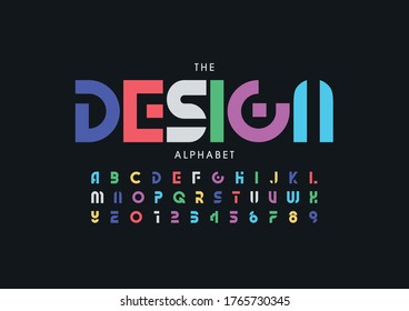 Vector of stylized modern font and alphabet