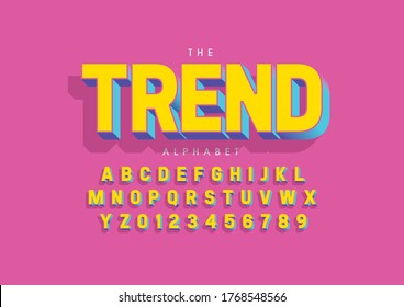 Vector of stylized modern font and alphabet