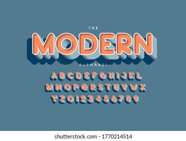 Vector of stylized modern font and alphabet