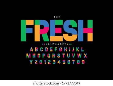 Vector of stylized modern font and alphabet