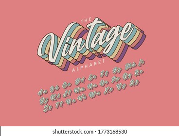 Vector of stylized modern font and alphabet