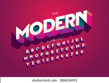 Vector of stylized modern font and alphabet
