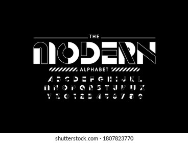 Vector of stylized modern font and alphabet