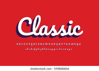 Vector of stylized modern font and alphabet