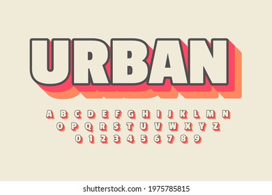 Vector of stylized modern font and alphabet