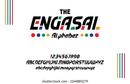 Vector of stylized modern font and alphabet