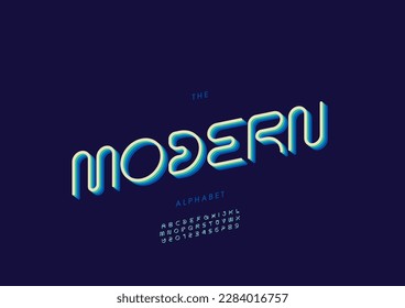 Vector of stylized modern font and alphabet