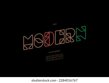 Vector of stylized modern font and alphabet