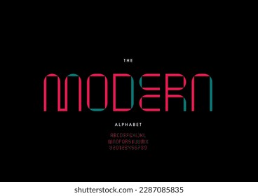 Vector of stylized modern font and alphabet